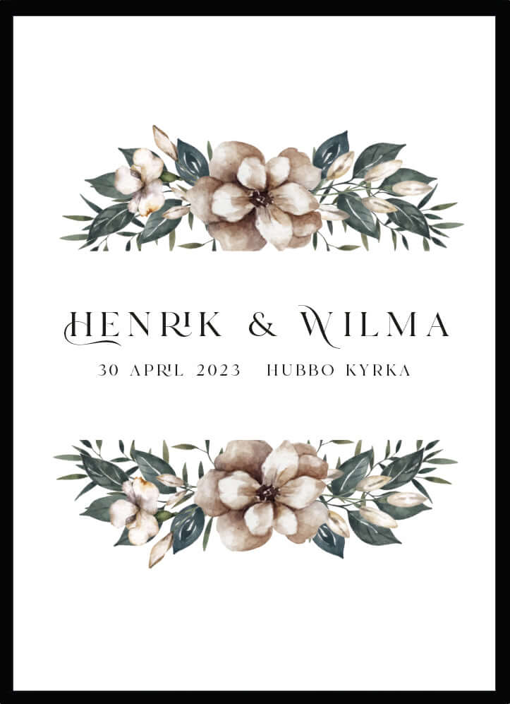 Bröllopstavla Blomster ram