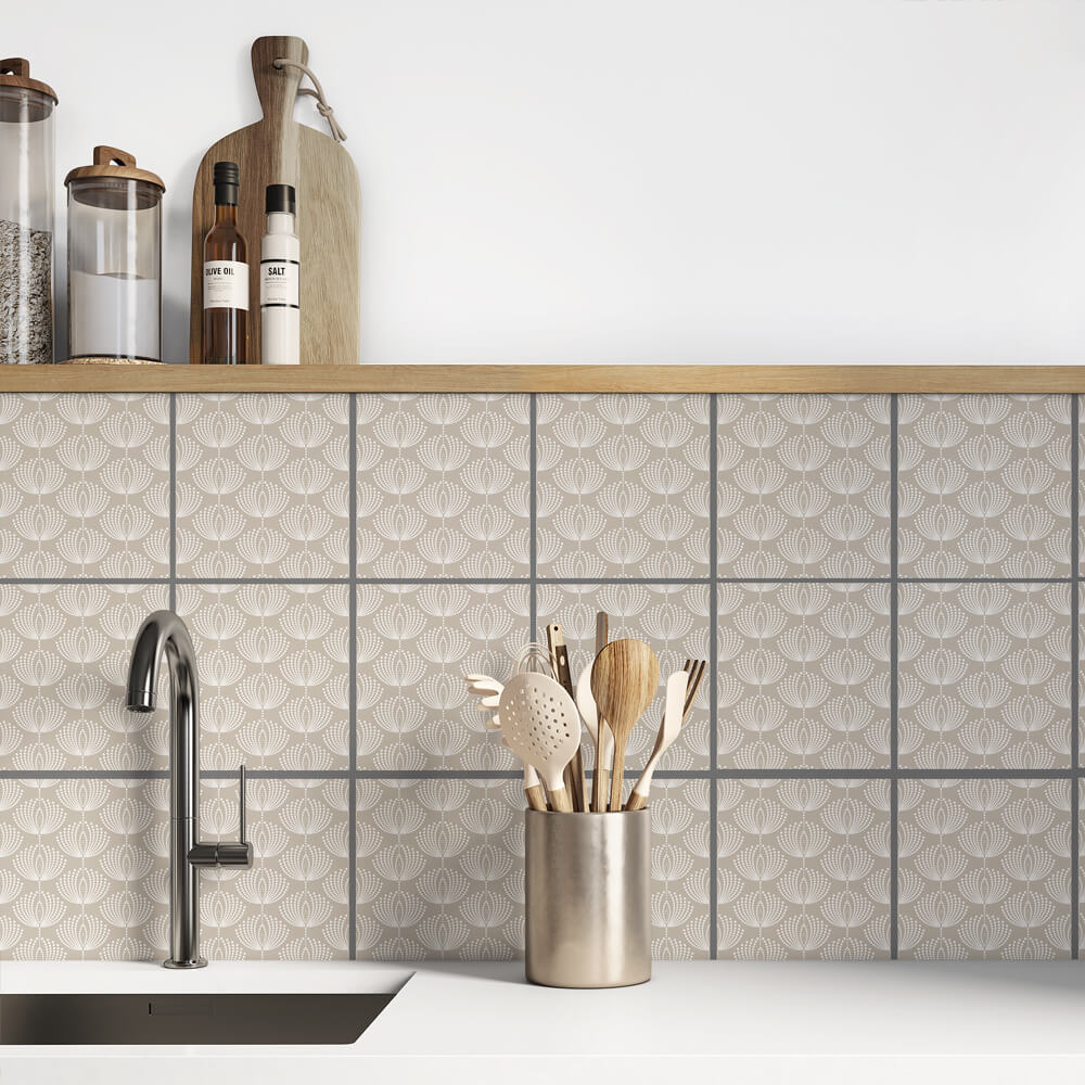 Kakeldekor retromönster beige - Dekortorget