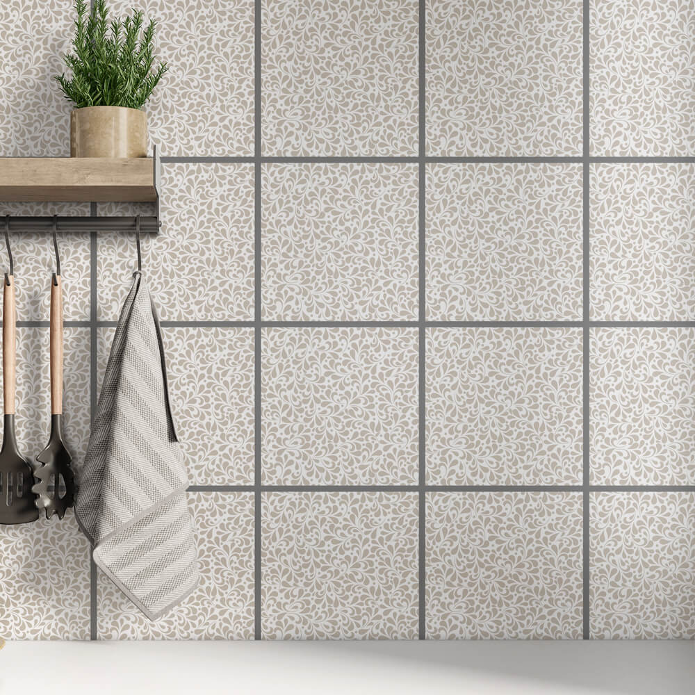 Kakeldekor waves beige - Dekortorget