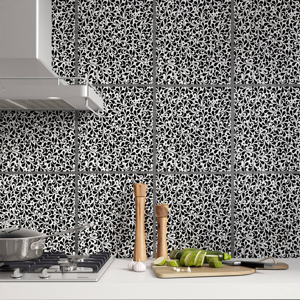 Kakeldekor waves svart - Dekortorget