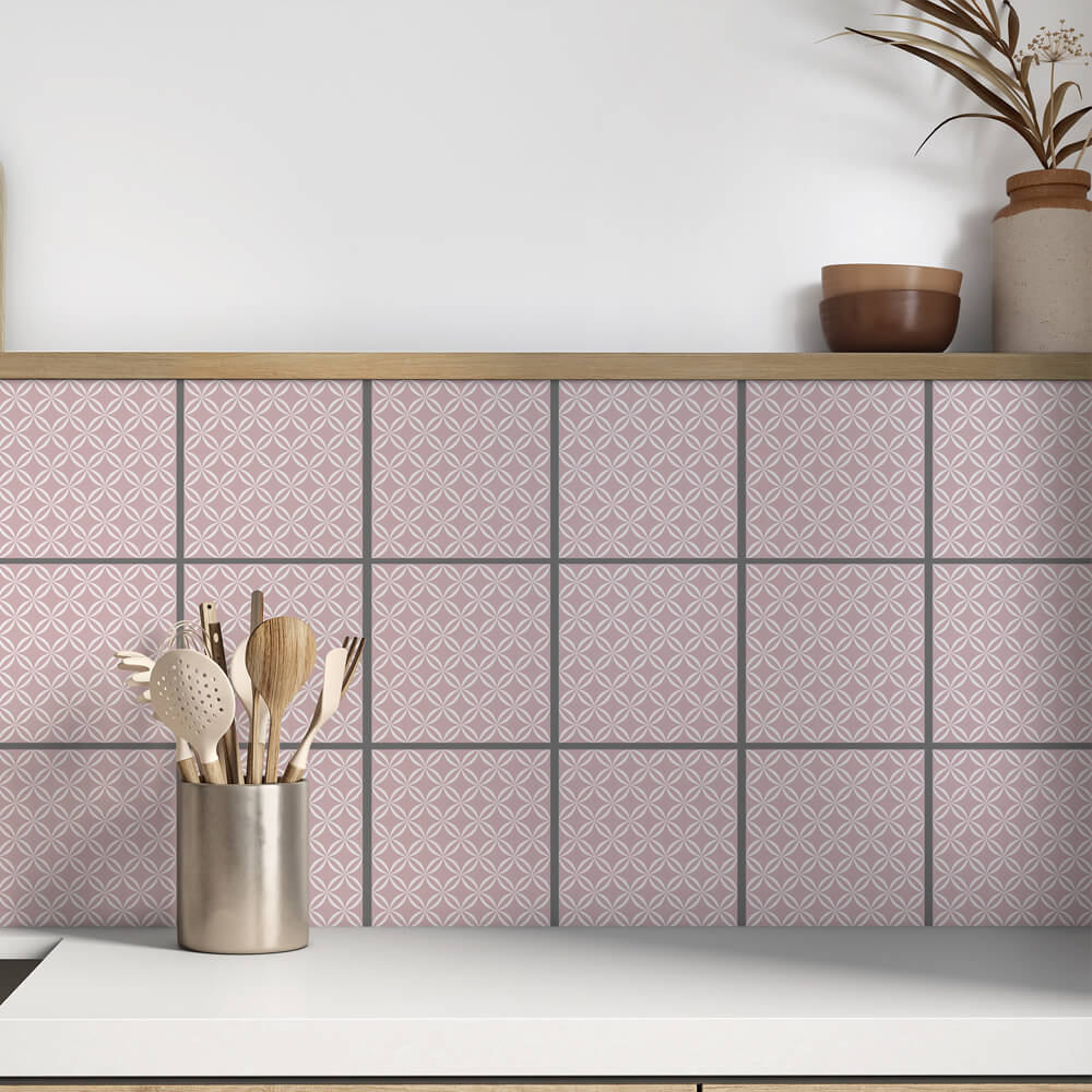 Kakeldekor abstrakt rosa