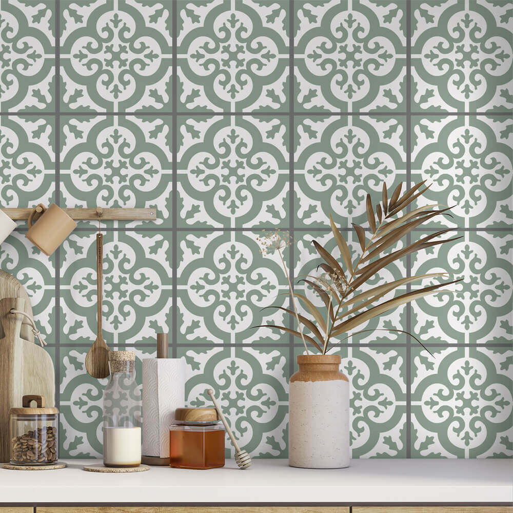 Kakeldekor marockansk 1 salviagrön - Dekortorget