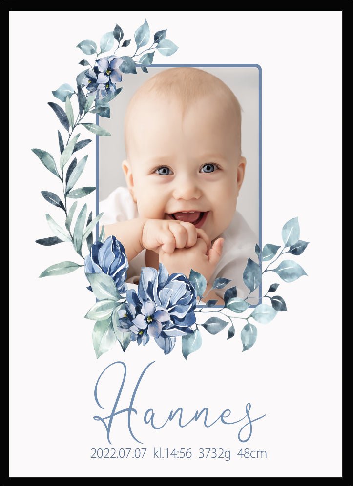Namntavla Eget foto - blomma blå - Dekortorget