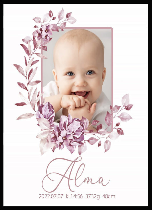 Namntavla Eget foto - blomma rosa - Dekortorget