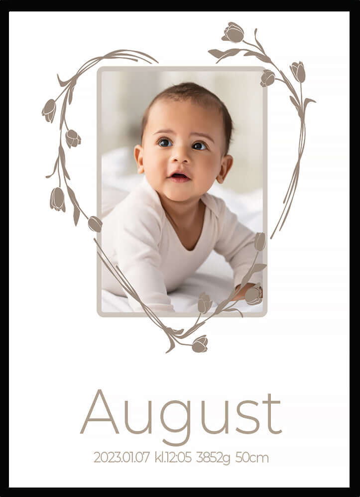 Namntavla Eget foto - hjärta beige - Dekortorget