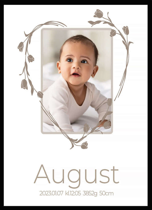 Namntavla Eget foto - hjärta beige - Dekortorget