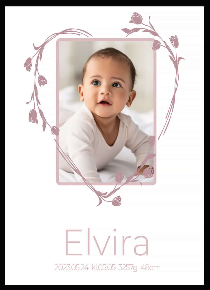 Namntavla Eget foto - hjärta rosa - Dekortorget