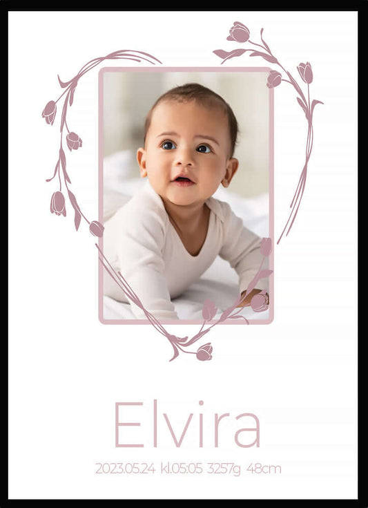 Namntavla Eget foto - hjärta rosa - Dekortorget