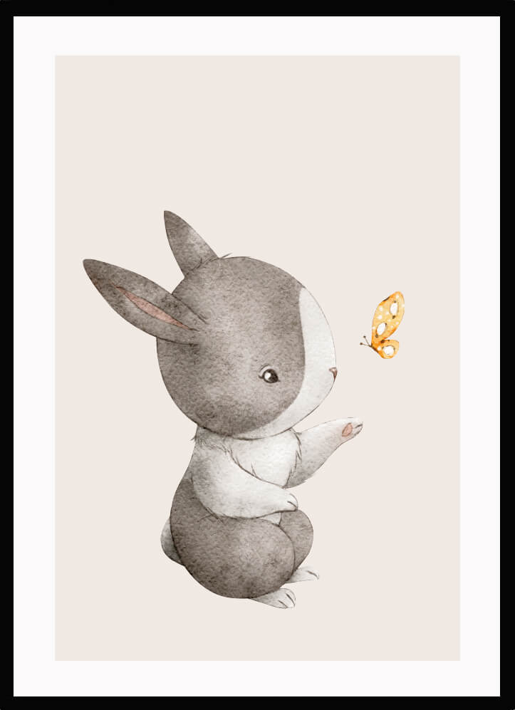 Poster Kanin & fjäril - Dekortorget