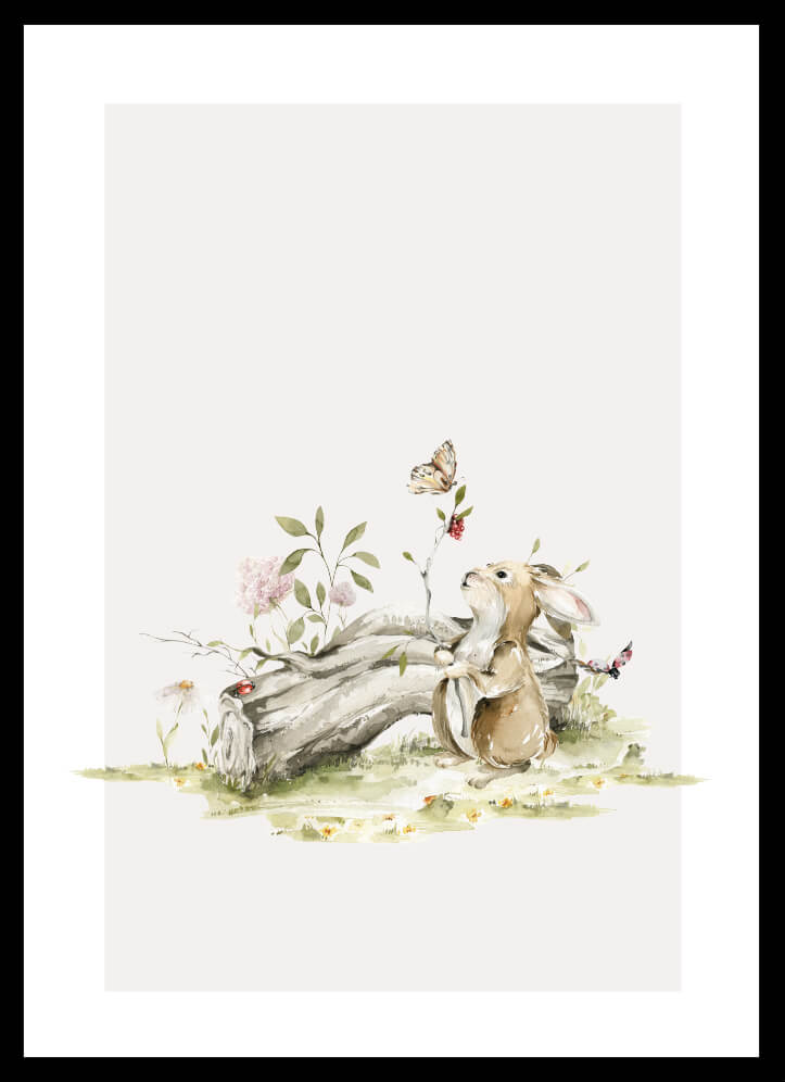 Poster Kanin vid trästock - Dekortorget