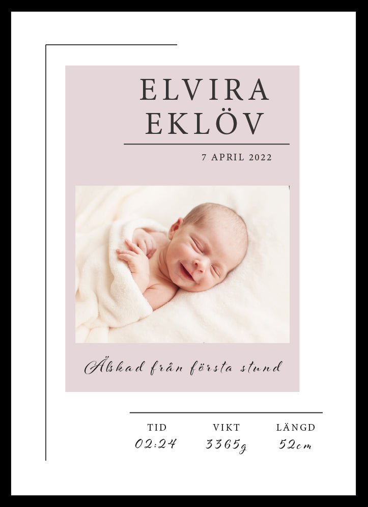 Namntavla Eget foto - kvadrat rosa - Dekortorget