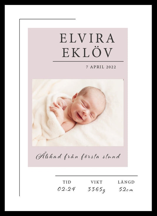 Namntavla Eget foto - kvadrat rosa - Dekortorget