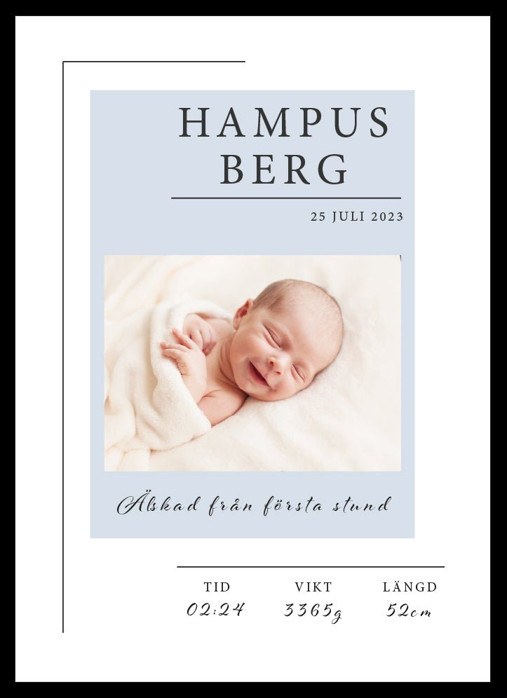 Namntavla Eget foto - kvadrat blå - Dekortorget