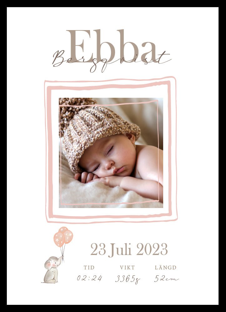 Namntavla Eget foto - elefant rosa - Dekortorget