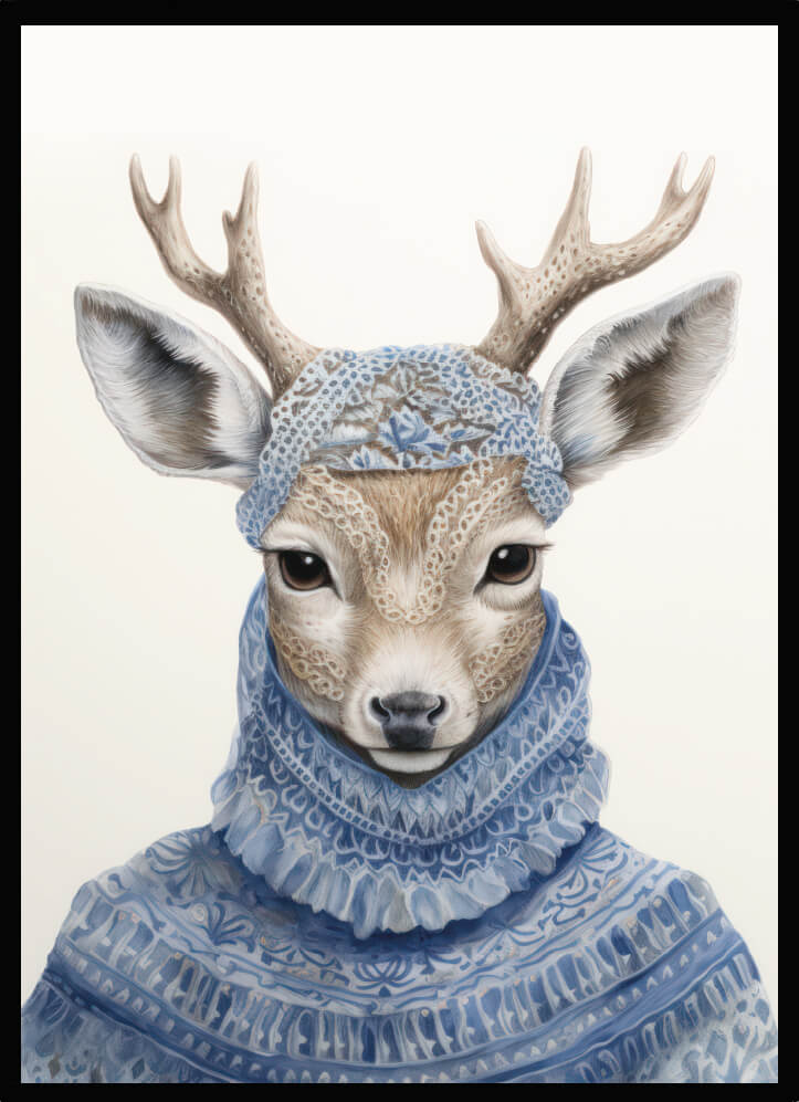 Poster Deer Blue - Dekortorget