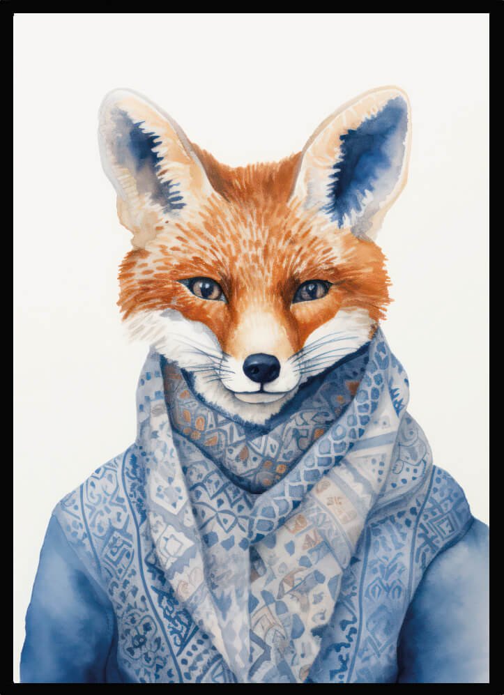 Poster Fox Blue - Dekortorget