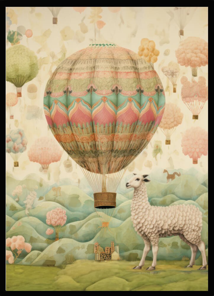 Poster Luftballong & får - Dekortorget