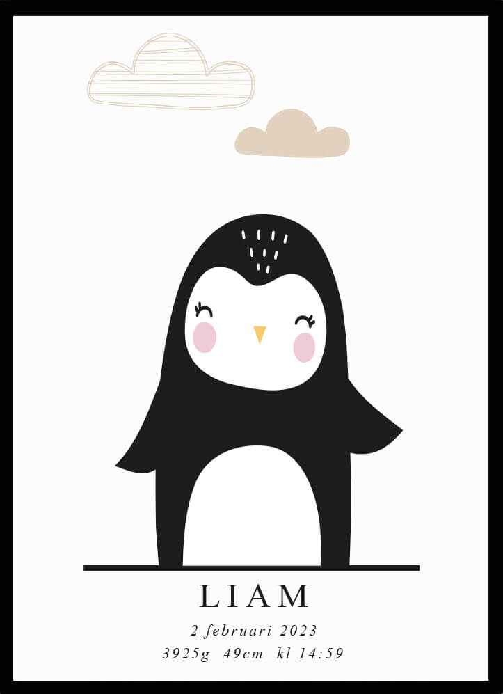 Namntavla Little penguin - Dekortorget