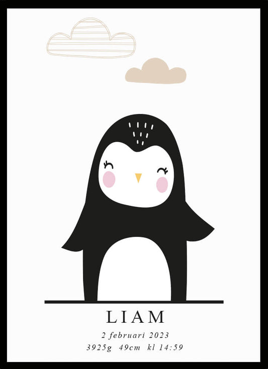 Namntavla Little penguin - Dekortorget