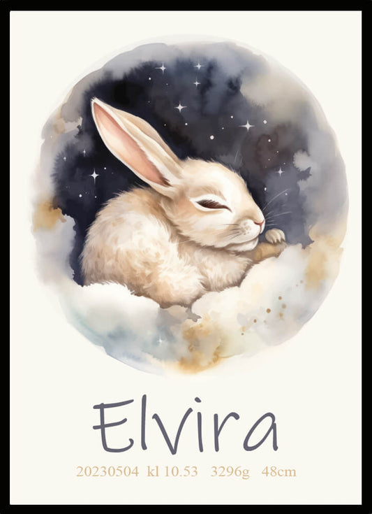 Namntavla Sovande kanin - Dekortorget