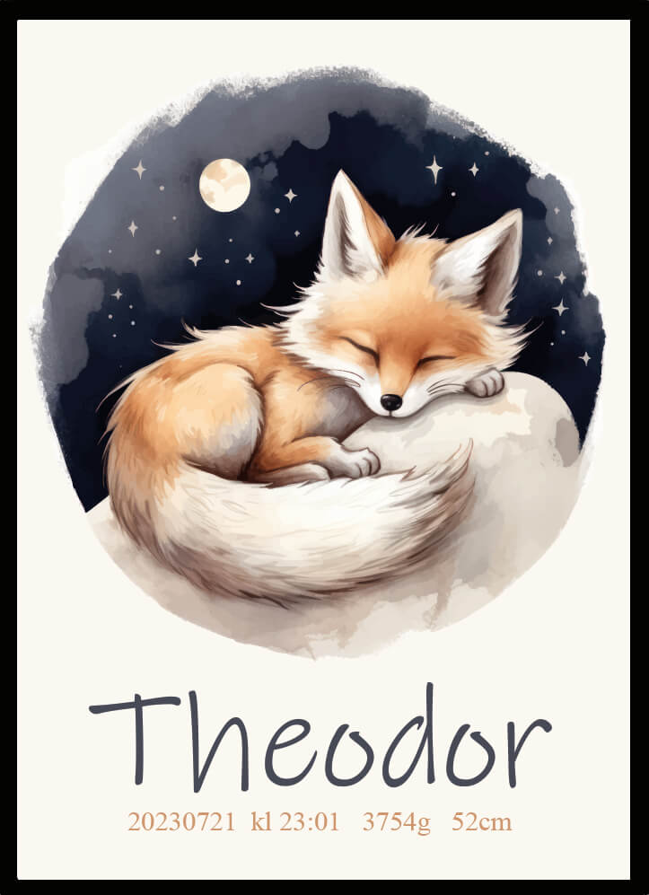 Namntavla Sovande räv - Dekortorget