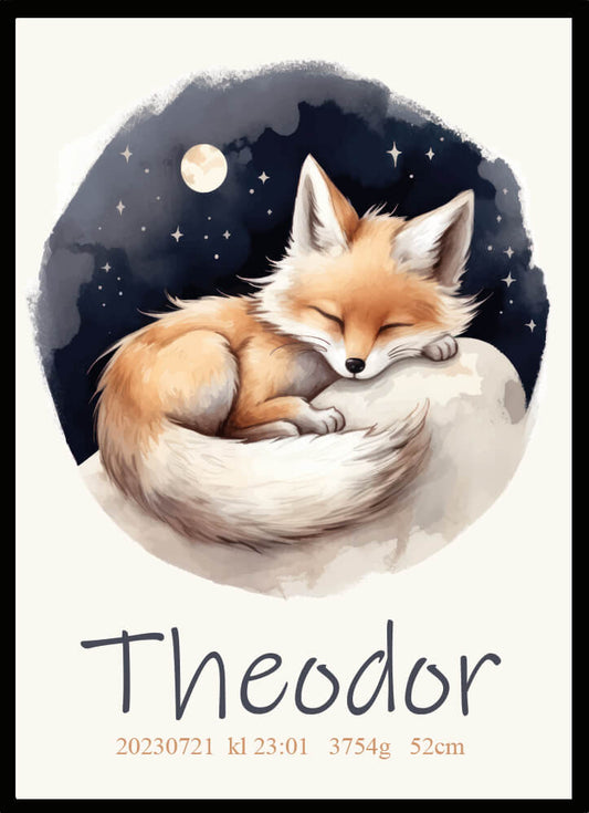 Namntavla Sovande räv - Dekortorget