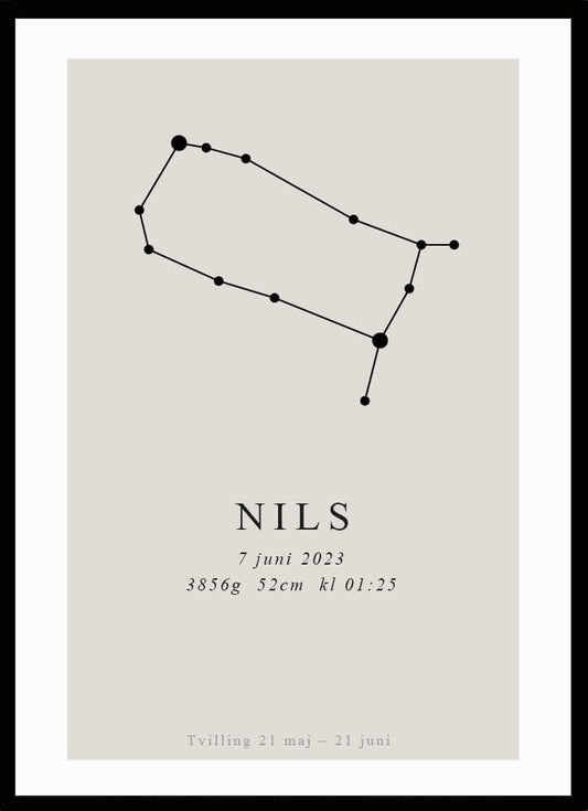 Namntavla Stjärntecken - tvillingarna - Dekortorget