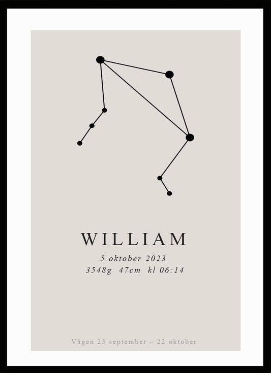 Namntavla Stjärntecken - vågen - Dekortorget