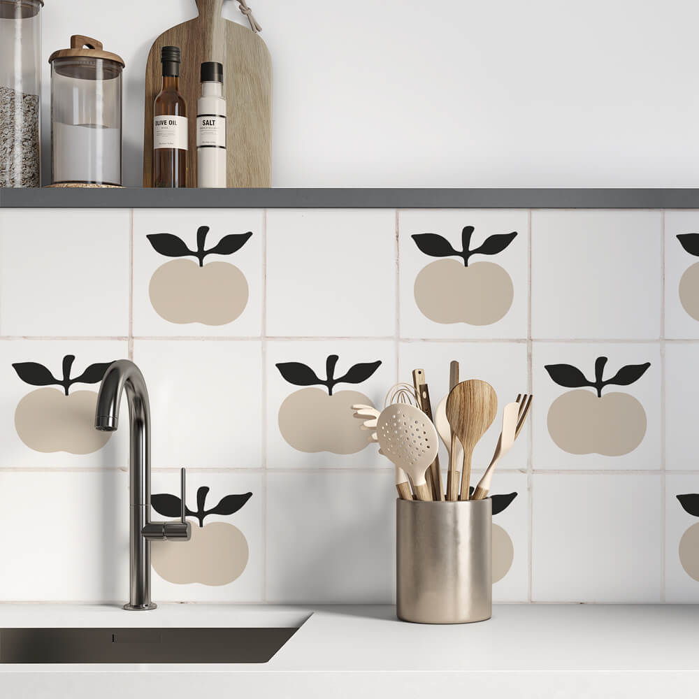 Kakeldekor äpplen beige