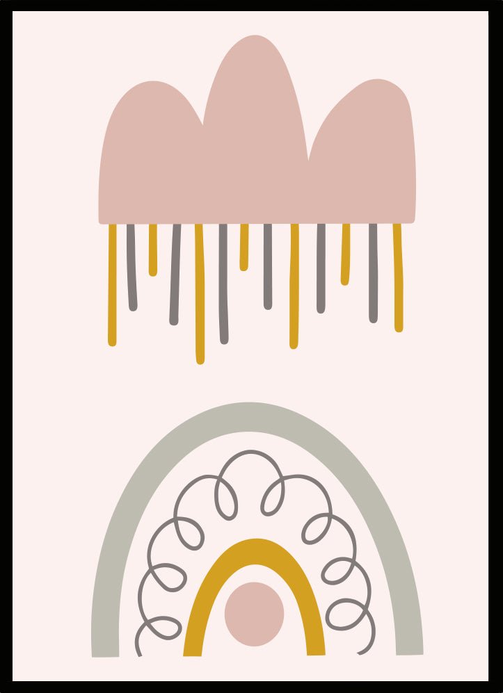 Poster retro moln & regnbåge - Dekortorget