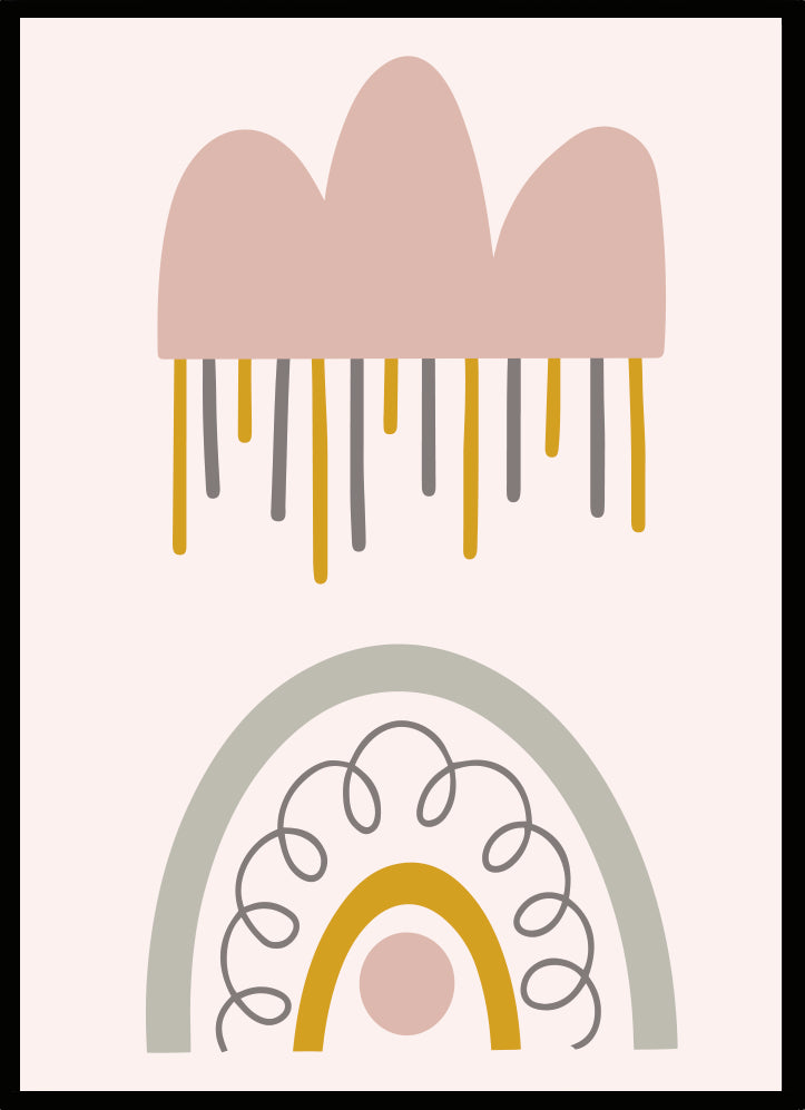 Poster retro moln & regnbåge