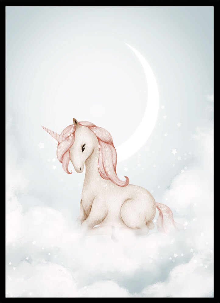 Poster Enhörning bland moln - Dekortorget