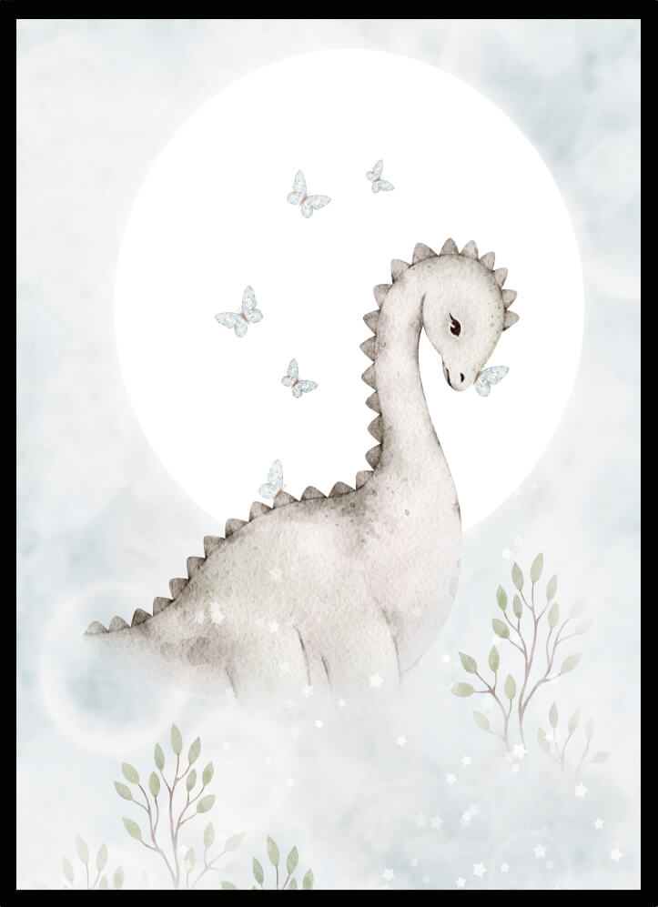 Poster Dinosaurie bland moln