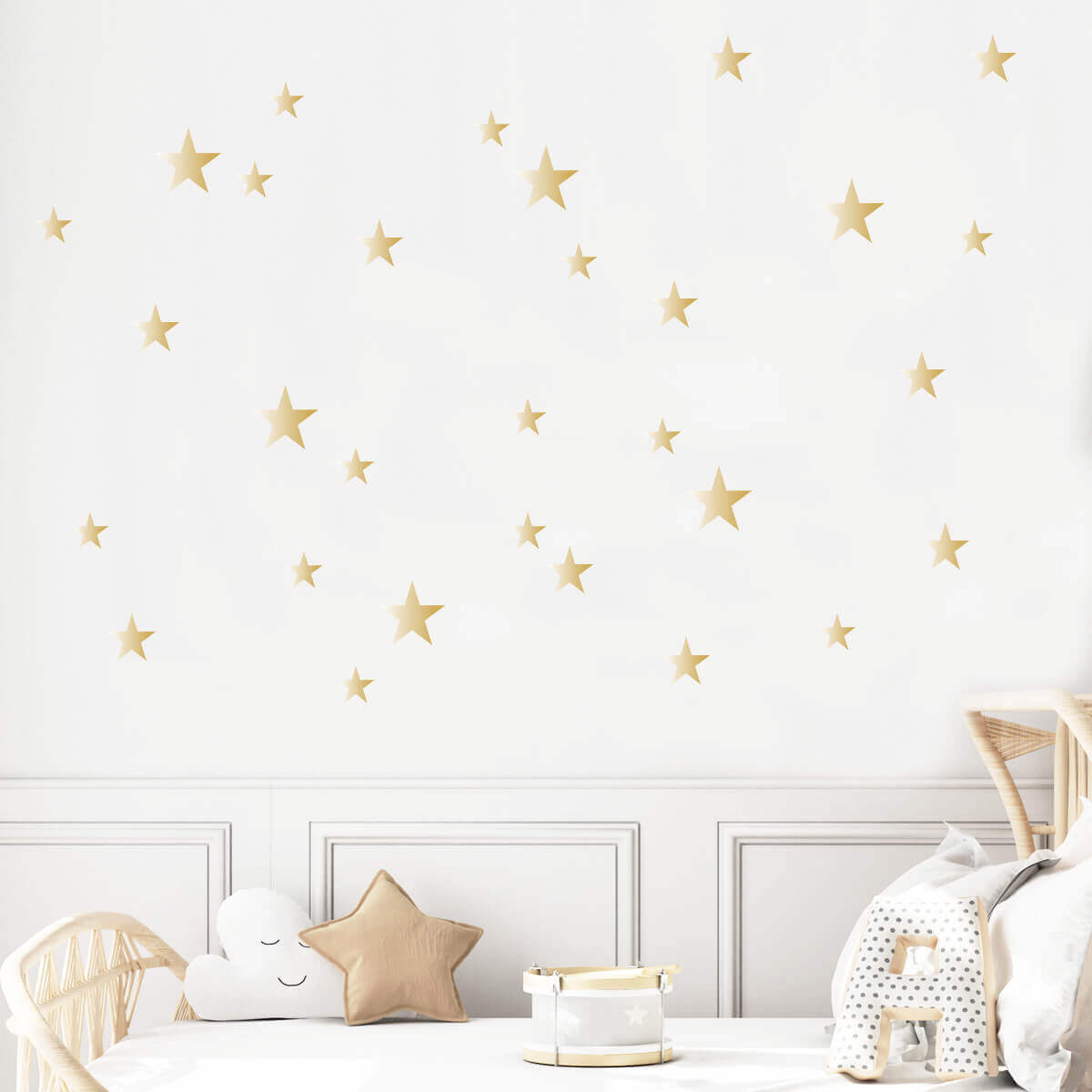 Väggdekor Stjärnor guld - olika storlekar - Dekortorget