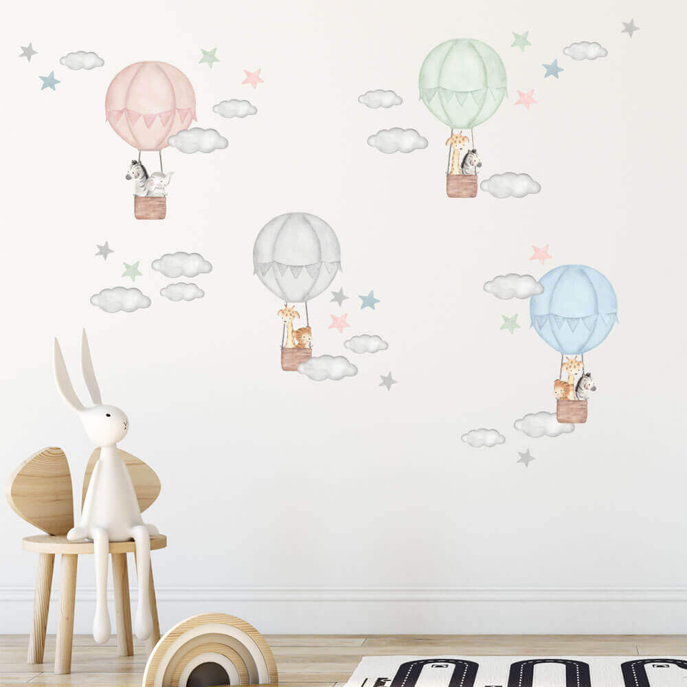 Väggdekor XL luftballonger med djur - Dekortorget