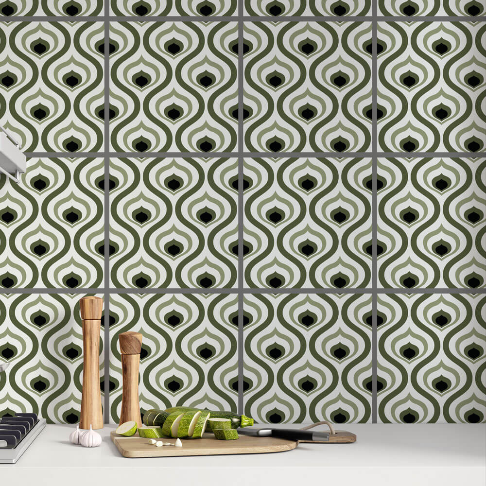 Kakeldekor retro grön - Dekortorget