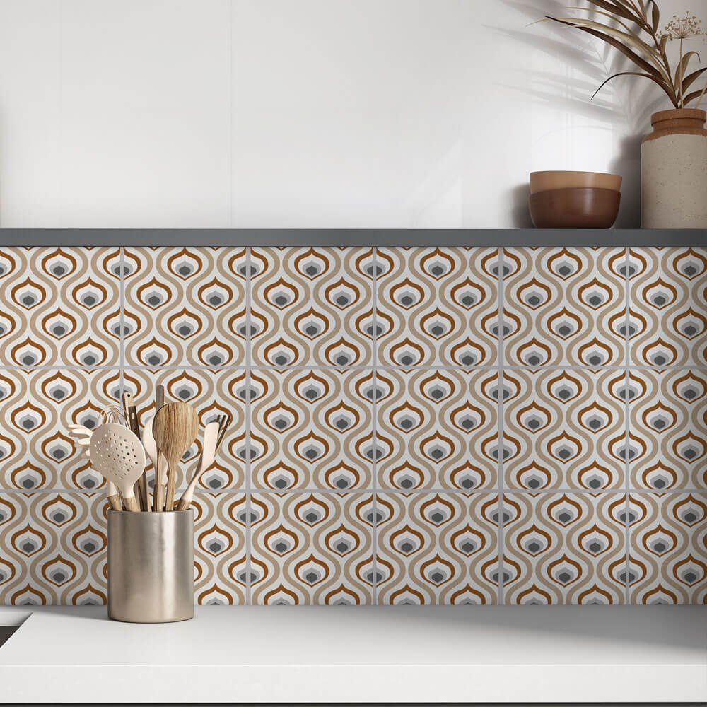 Kakeldekor retro beige - Dekortorget