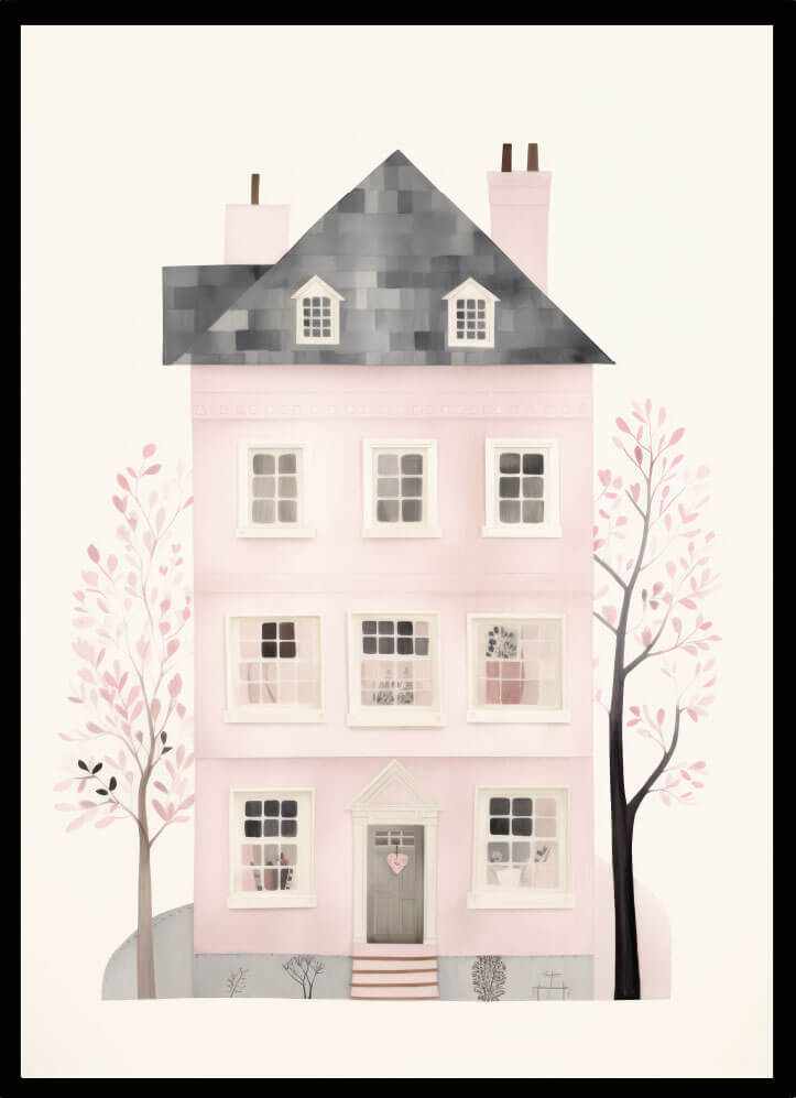 Poster hus rosa 2 - Dekortorget
