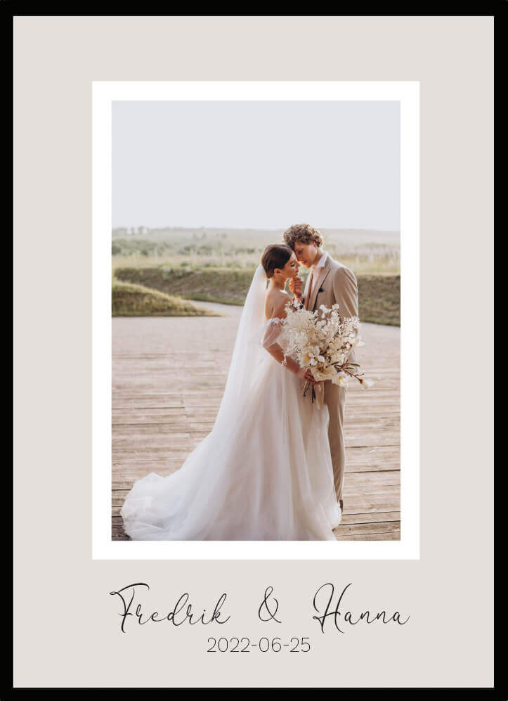 Bröllopstavla - eget foto - beige - Dekortorget