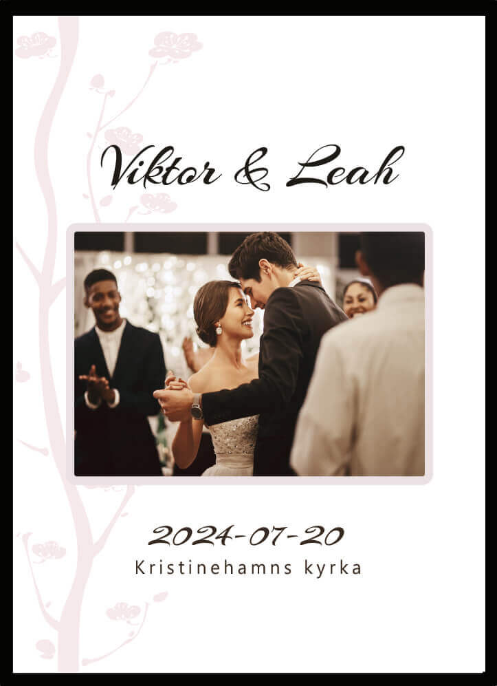 Bröllopstavla - eget foto - blomma - rosa - Dekortorget