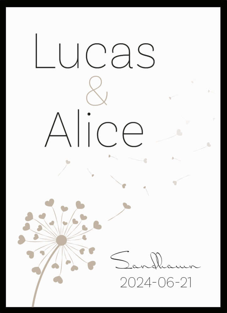 Bröllopstavla Dandelion - Dekortorget