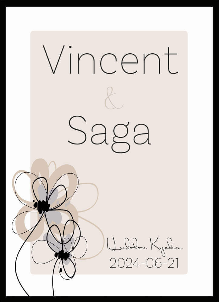 Bröllopstavla blommor beige - Dekortorget