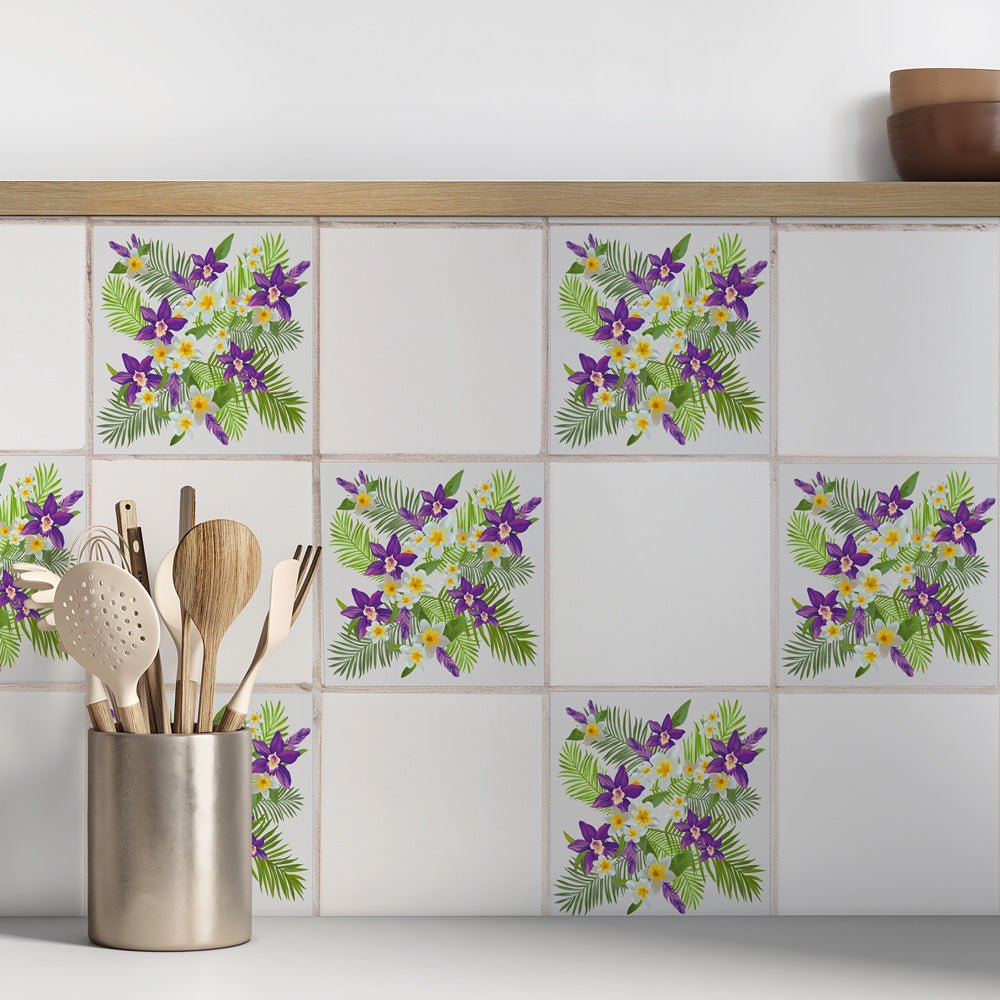 Kakeldekor tropical lila - Dekortorget