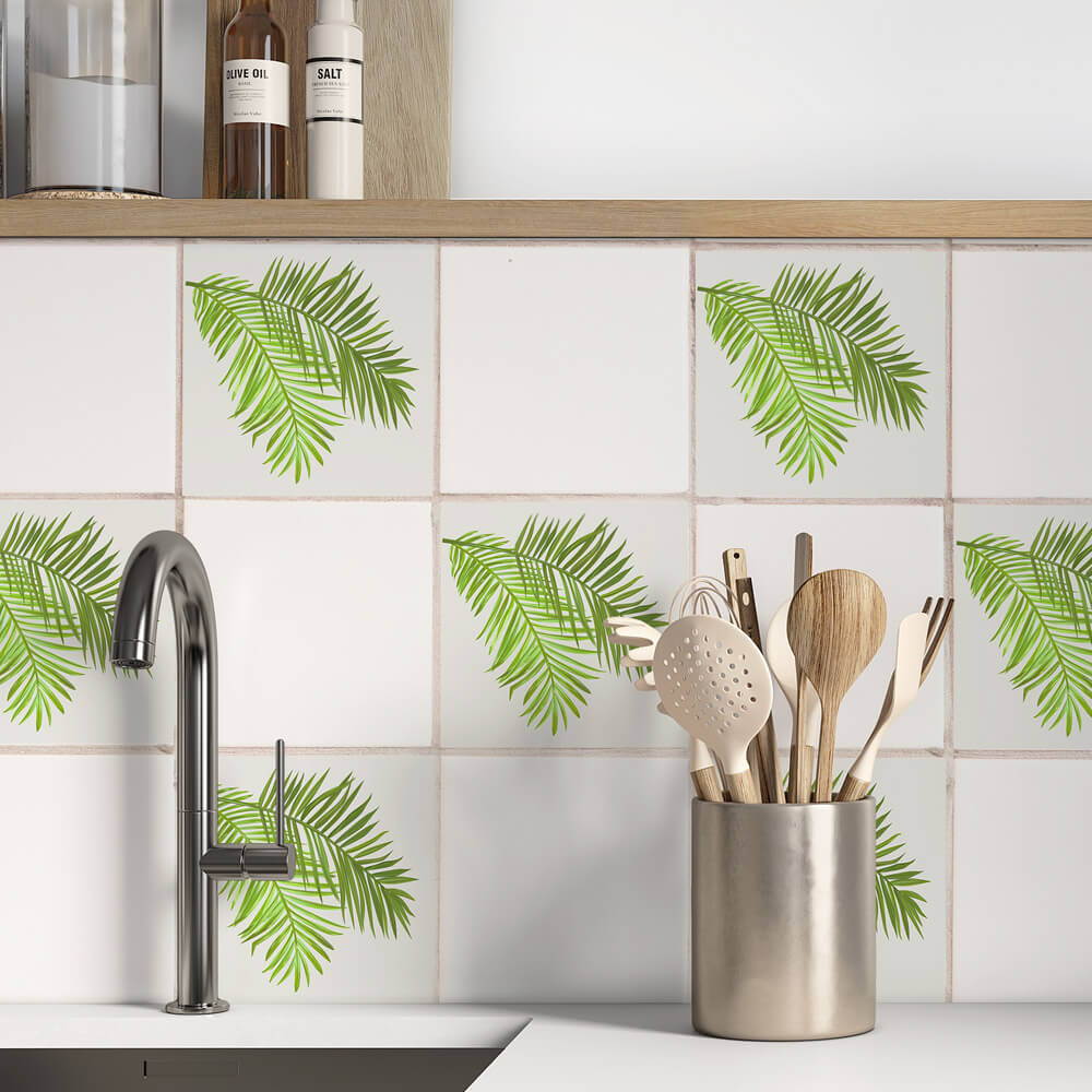 Kakeldekor tropical blad - Dekortorget