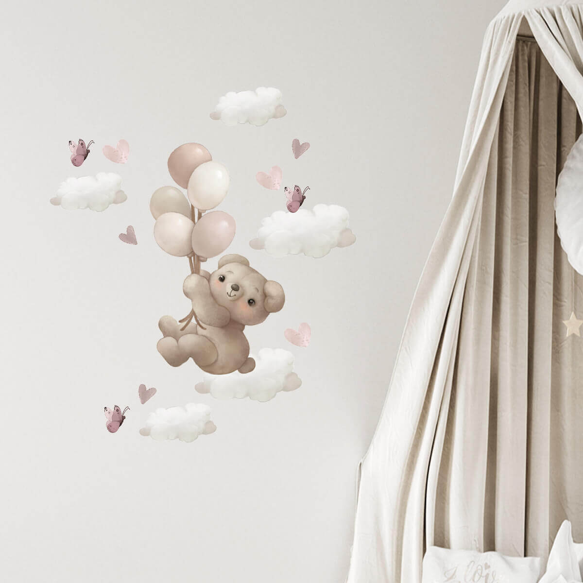 Väggdekor Björn & ballonger - Dekortorget