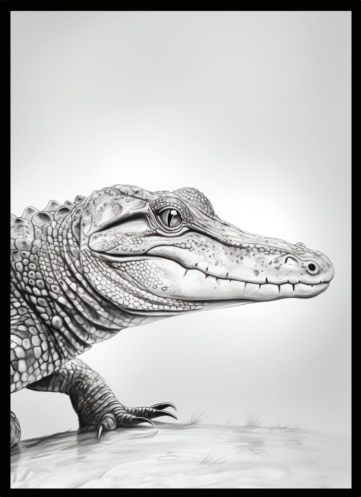 Poster Aligator B&W - Dekortorget