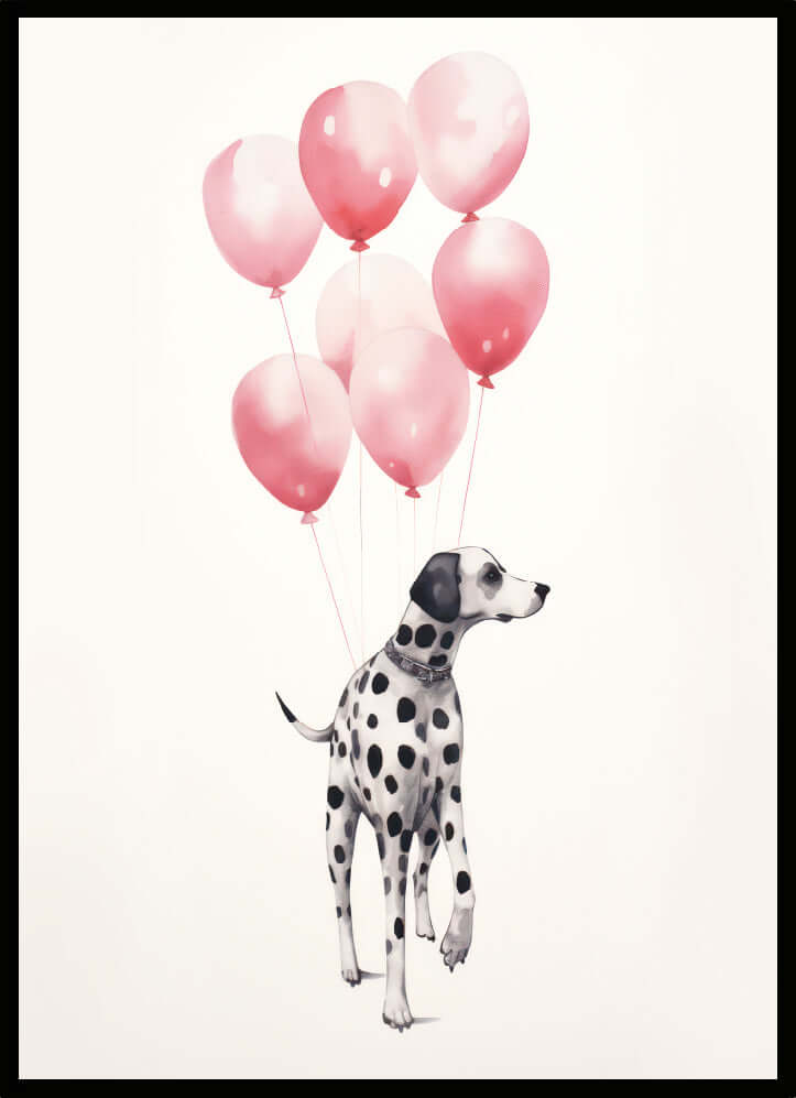 Poster Hund med ballonger - Dekortorget
