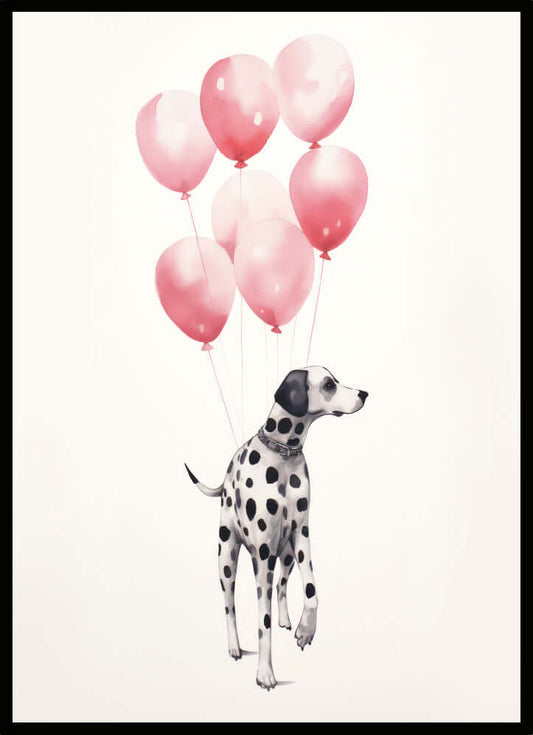 Poster Hund med ballonger - Dekortorget