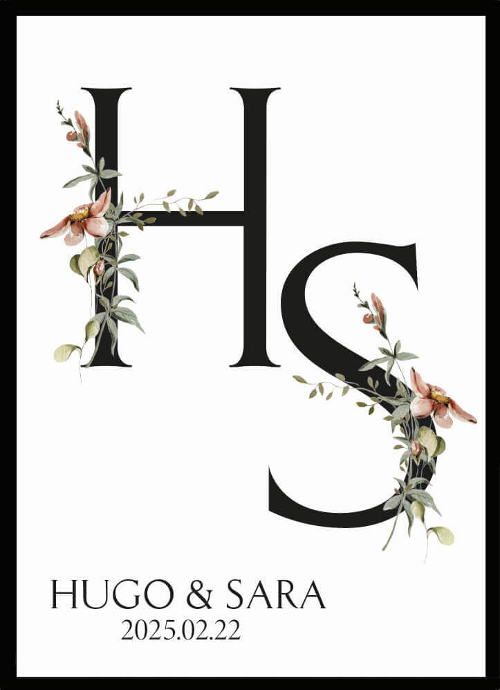 Bröllopstavla monogram röd - Dekortorget