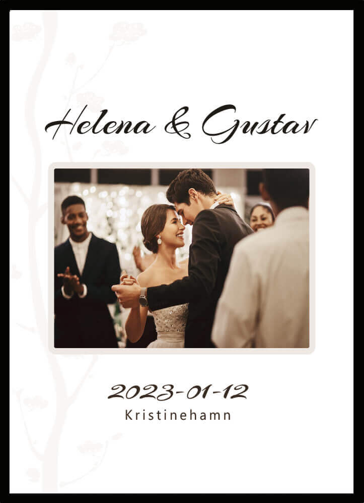 Bröllopstavla - eget foto - blomma - beige - Dekortorget